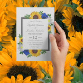 Solros Ros Daisy Höst Blommig Bröllop Inbjudningar