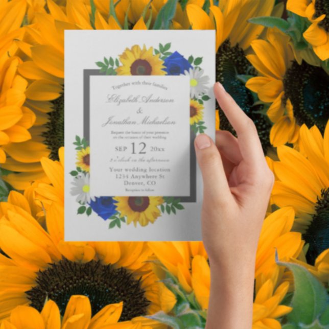 Solros Ros Daisy Höst Blommig Bröllop Inbjudningar (Skapare uppladdad)