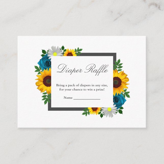 Solros Ros Tusenskönor Blommig Baby Shower Tilläggskort (Framsida)