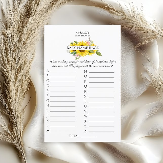 Solros rosa blomma Baby Shower Spel Pappersvaror (Baby shower game sunflower)