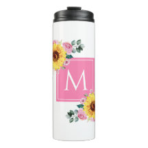 Solros Rosa Botaniskt vattenbruk Monogrammed