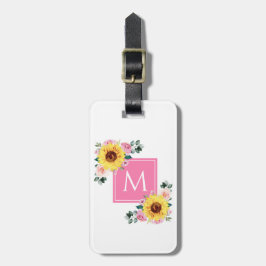 Solros Rosa Botaniskt vattenbruk Monogrammed Bagagebricka