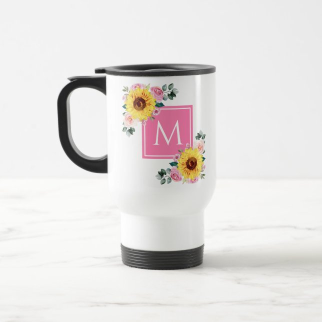 Solros Rosa Botaniskt vattenbruk Monogrammed Resemugg (Vänster)