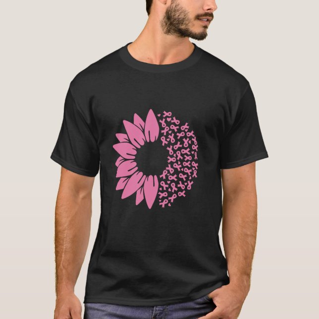 Solros Rosa Breast Cancer Awareness Women Warri T Shirt (Framsida)