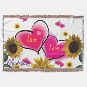Solros Rosa Hearts Throw Blanket Filt