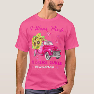 Solros Rosa Lastbil I Bära Rosa för bröstcancer T Shirt