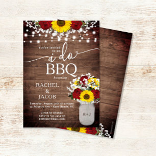 Solros Rosor Murbrukskrukor Jag Gör BBQ Förlovning Inbjudningar
