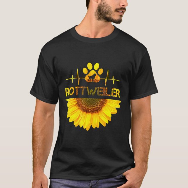 Solros Rottweiler Hund Heartslag Gift Hund tröja (Framsida)