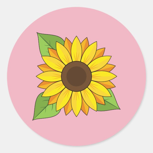Solros Runt Klistermärke (Framsida)