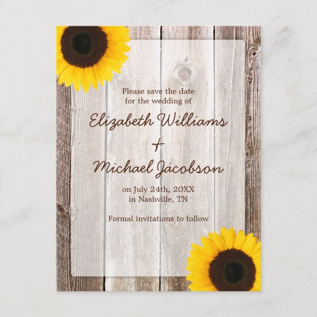 Solros Rustic Barn Spara datum meddelande (Framsida)