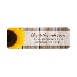 Solros Rustic Barn Wood-adressetikett Returadress Etikett