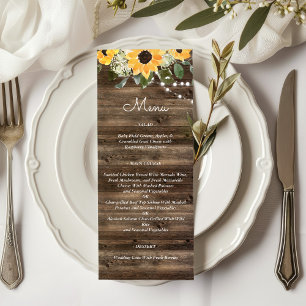 Solros Rustic Eucalyptus Wood Bröllop Meny