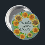 Solros Rustic Sage Grönt Mor i Groom Knapp<br><div class="desc">Elegant vattenfärgning av solblommor med bladkrans. Text att anpassa.</div>