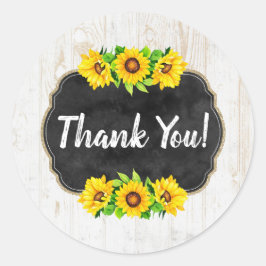 Solros & Rustik Trä Landsgård Tack Runt Klistermärke