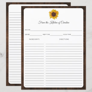 Solros Rustik Träreceptkortshållare Infogning