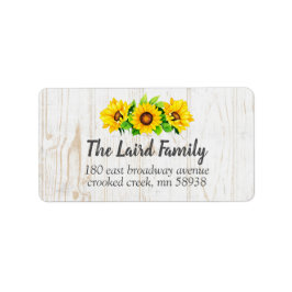 Solros & Rustikt Trä Landsbygd Stor Retur Adressetikett