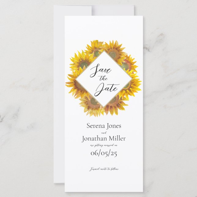 Solros Save The Date-kort (Framsida)