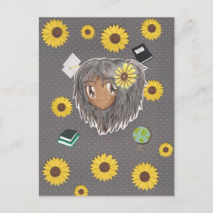 Solros Scholar Hinata (chibi w/collage backgro Vykort