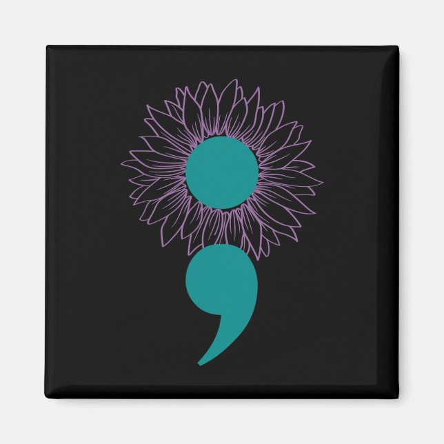 Solros Semicolon Suicide Awareness Mental Health Magnet (Framsidan)
