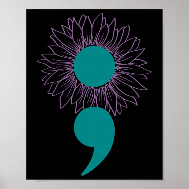 Solros Semicolon Suicide Awareness Mental Health Poster (Framsidan)