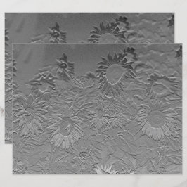 Solros Silver Grå Blommig Design Dekoupage