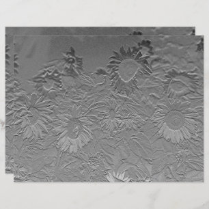 Solros Silver Grått Blommigt Design Decoupage