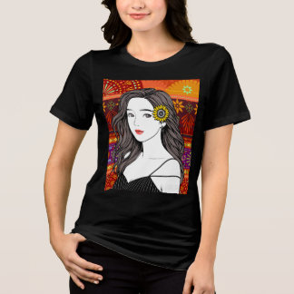 Solros Själ – Folkkonst Porträtt Illustration T Shirt