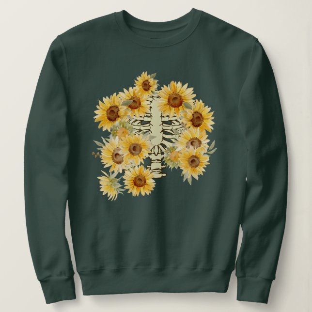 Solros Skeleton Plant Sweatshirt T Shirt (Design framsida)