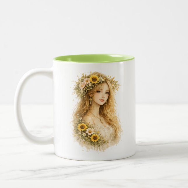 Solros Skönhet Akvarell Mugg (Vänster)