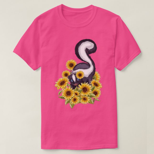 Solros Skunk Djurälskare Zookeeper Zoolog Vete T Shirt (Design framsida)