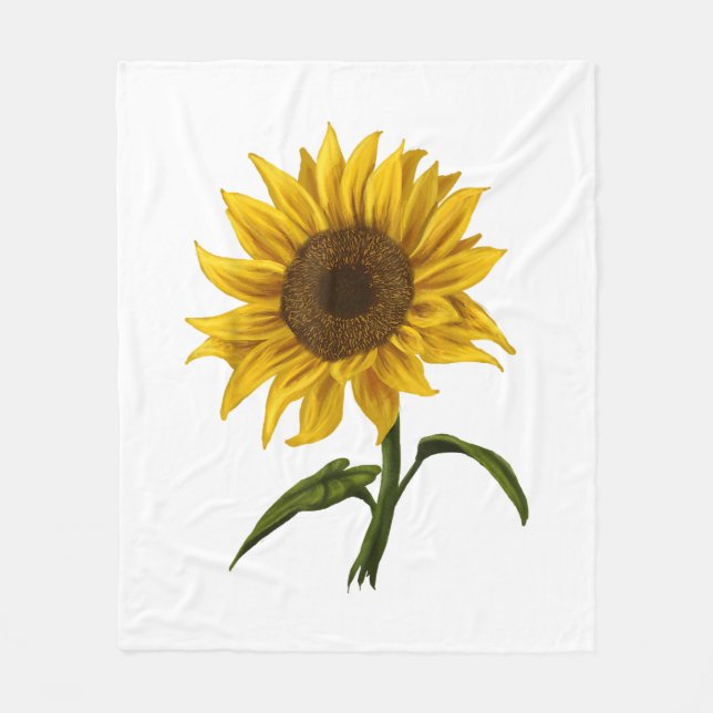 Solros Solsken Blommigt Vattenfärg Flower Fleecefilt (Framsidan)