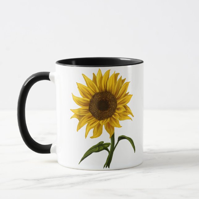 Solros Solsken Blommigt Vattenfärg Flower Mugg (Vänster)