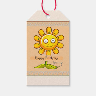 Solros Solsken Födelsedag  Presentetikett