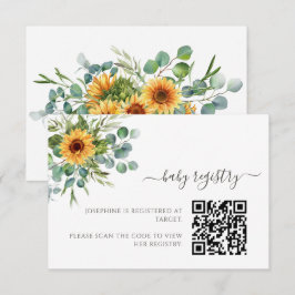 Solros Solsken Höst Baby Shower QR-kod Tilläggskort