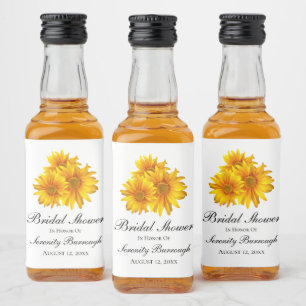 Solros sommar gul blomsterbröllopsdusch spritflaskor etikett
