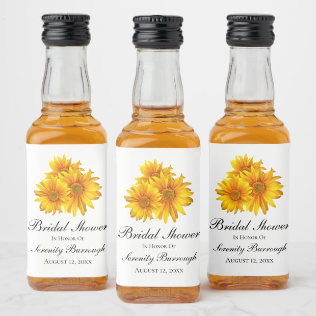Solros sommar gul blomsterbröllopsdusch spritflaskor etikett (Flaskor)