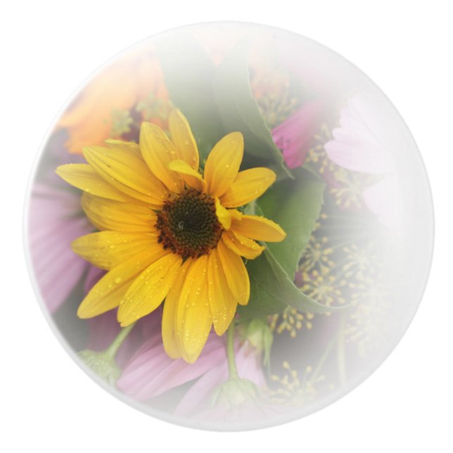 Solros, sommar, trädgård, mysterium, keramiskt dra knopp (Framsidan)