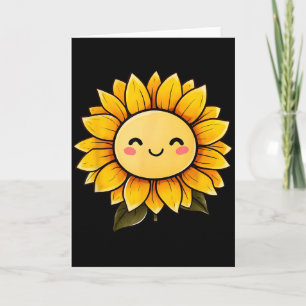 Solros Söt Blommig Glad Blomma Rolig Grafik Kort
