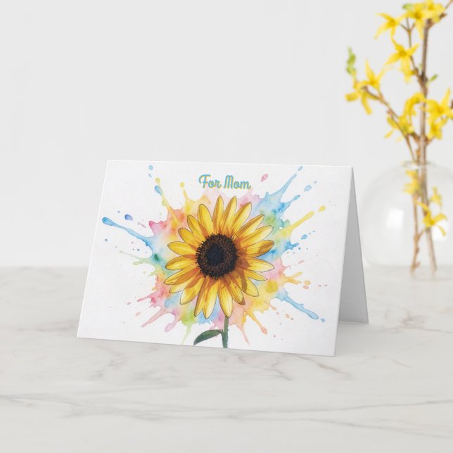 Solros Splash Art Morsdags kort (Gul blomma)