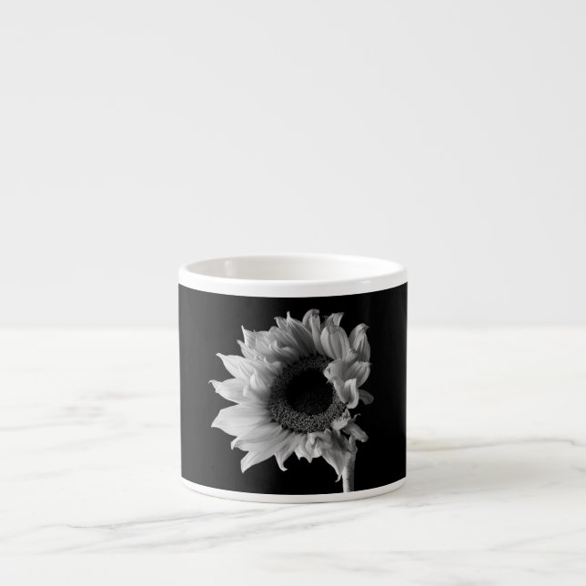 Solros - svartvit fotografi espressomugg (Framsidan)