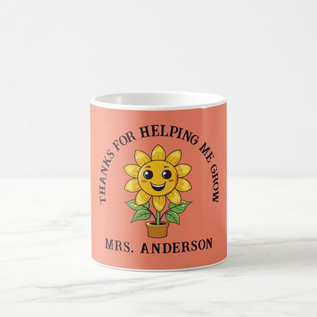 Solros tack för att du hjälper mig att växa lärare kaffemugg (Center)