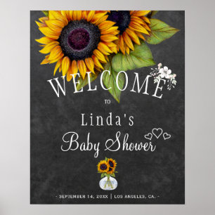 Solros tavla höst baby shower poster