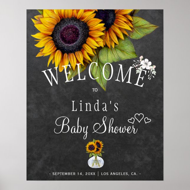 Solros tavla höst baby shower poster (Framsidan)