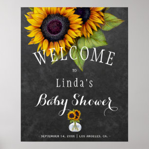 Solros tavla höst baby shower poster