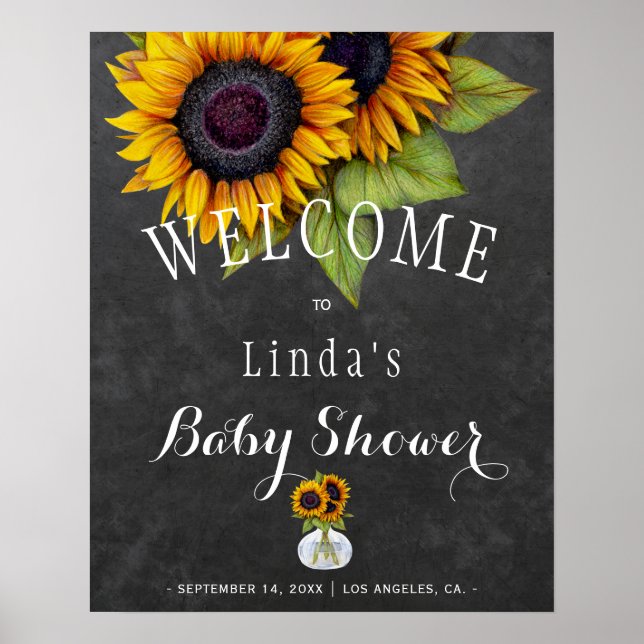 Solros tavla höst baby shower poster (Framsidan)