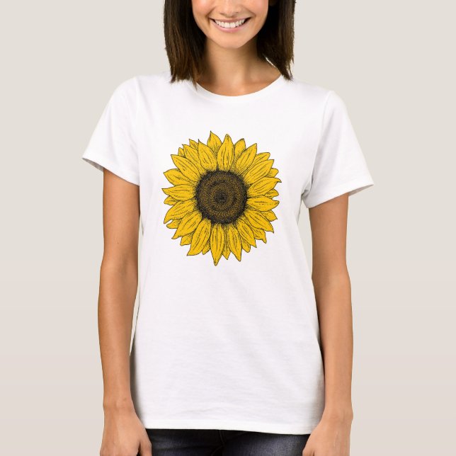 Solros Teckning T Shirt (Framsida)