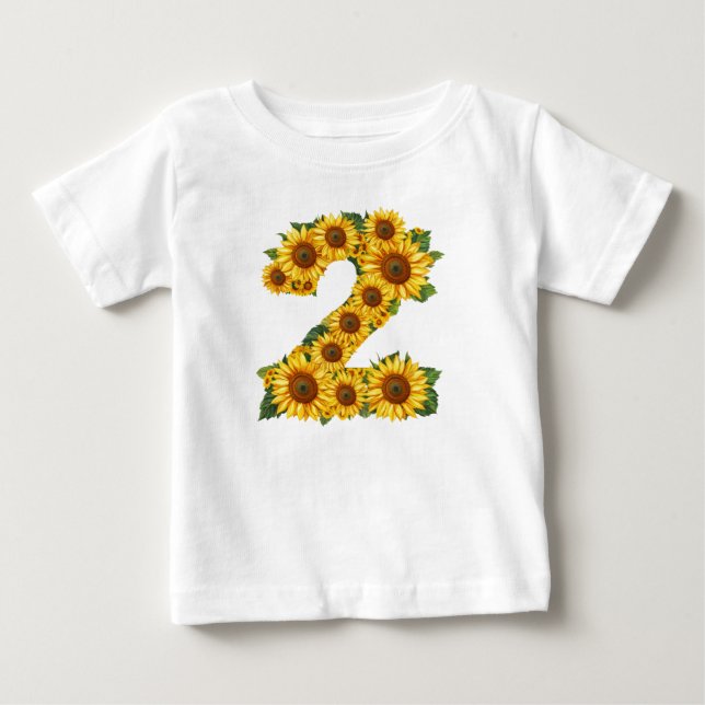 Solros tema 2 år gamla små flickor nummer 2 t shirt (Framsida)