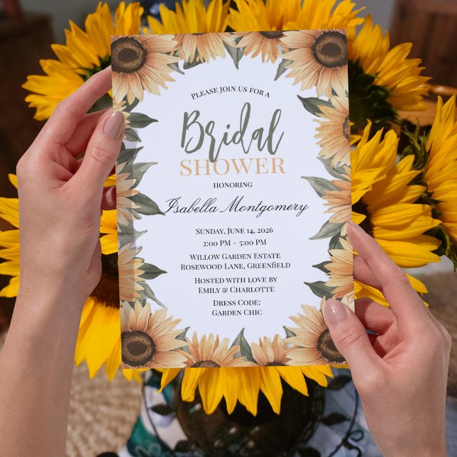 Solros tema Rustik bröllopsdusch Inbjudningar (Sunflower Theme Rustic Bridal Shower Invitations
)
