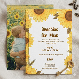 Solros till mamma Mors dag Brunch Foto Inbjudningar