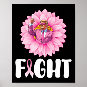 Solros Trump Bekämpa Bröstcancer Medvetenhet Oktob Poster